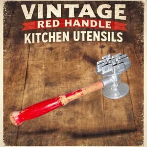 Vintage Red Handle Meat Tenderizer — Double-Sided Hammer
